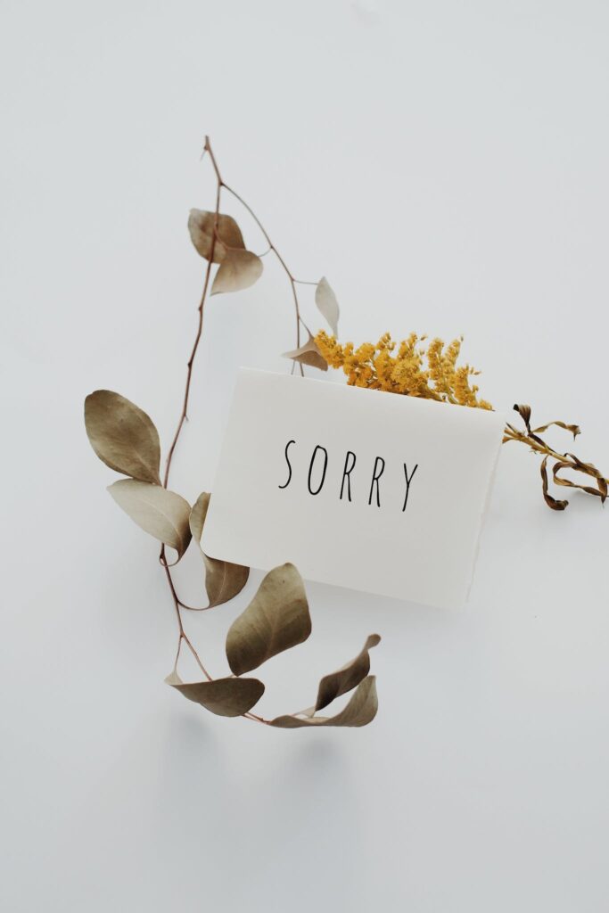 White Postcard with Sorry Message